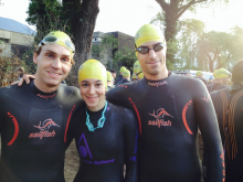 ich, d yasmin und de felix vor em start.